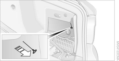 1. Снимите крышку в боковой стенке багажника.