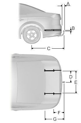 4-дверный кузов A 102 (4,0) Бампер - конец шаровой опоры буксирного устройства B