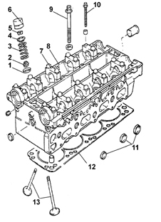Головка блока цилиндров двигателя DOHC 1 – нижняя опора пружины; 2 – маслоотражательный