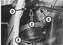 Расположение канистры с углем A – вентиль, соединяющийся с атмосферой; B