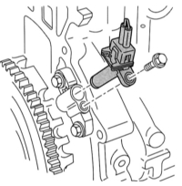 Направление движения справа: СКР-датчик на фланце блока цилиндров двигателя.