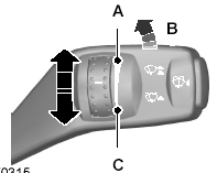 Короткие интервалы между взмахами щеток A Прерывистый режим работы B Длинные интервалы
