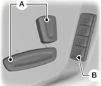 Органы регулировки сиденья. A Кнопки запоминания настроек. B