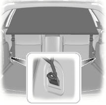 2. Закрепите сетку за точки крепления багажника. См. Точки крепления багажа.