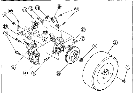 Ступица переднего колеса/поворотный кулак 1 - гайка крепления колеса (110