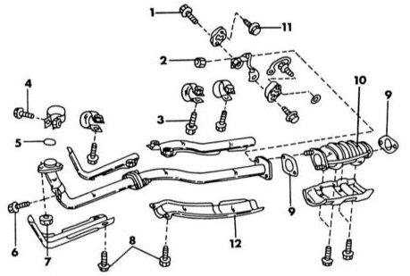 Передняя часть выхлопной системы карбюраторного двигателя