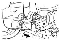 Положение датчика температуры охлаждающей жидкости