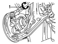 Смещение рулевой тяги. Предварительно ослабить контргайку (1).