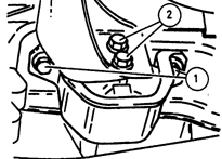 Расположение болтов крепления левой опоры силового агрегата 1 – болты крепления