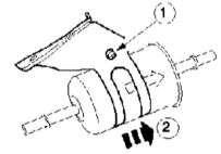 1 — Отвинтите винт, 2 — Снимите топливный фильтр.